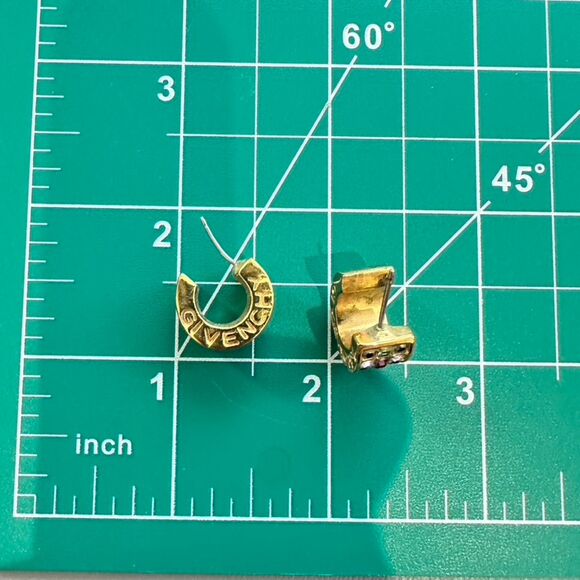 GIVENCHY Crystal Rhinestone Multi color Half Hoop Gold tone Earrings - Picture 3 of 7